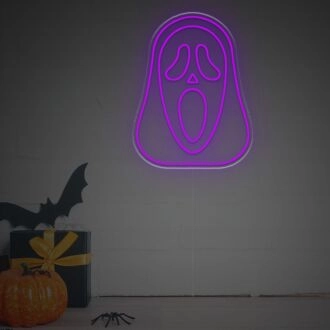 Verbessern Sie Ihr Halloween-Ambiente oder Themenpartys mit dem Ghostmask From Scream LED-Neonschild.