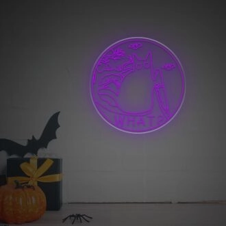 Verschönere deinen Raum: Halloween-Katze mit Messer LED Neonschild für Zuhause, Büro und Themenpartys.