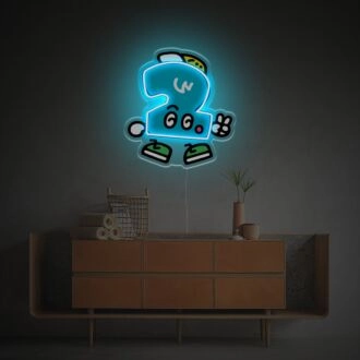 Bringen Sie Ihren Bar- oder Büroraum mit dem einzigartigen LED-Neon-Acrylkunstwerk Nummer 2 Guy zum Strahlen.
