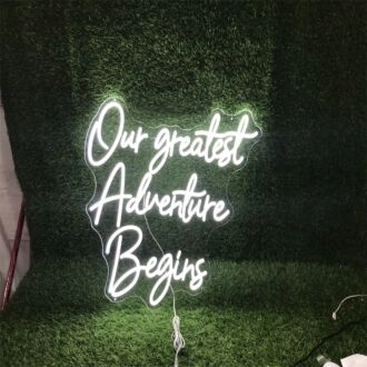 Brighten Your Wedding and Home Decor with Our Greatest Adventure Begins LED Neon Sign.