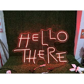 Brighten Up Your Bar, Wedding, or Home Decor with the Hallo There Red Custom Neon Sign.