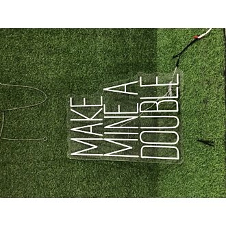 Brighten Up Your Bar or Celebrate in Style: Make Mine A Double White LED Neon Sign for Weddings, Parties, and Home Decor.