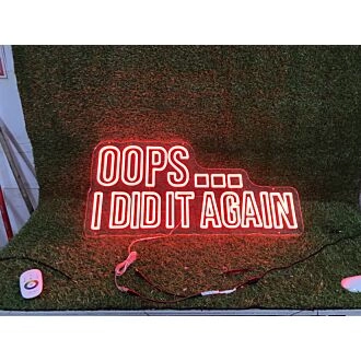 Brighten Your Bar or Celebrate in Style: OOPS I Did It Again Red LED Neon Sign for Unique Home Decor, Office Vibes, or Event Highlights.