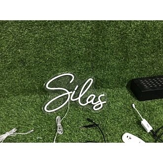 Brighten Up Any Space: Silas White LED Neon Sign for Home Decor, Office Ambiance, and Celebratory Events