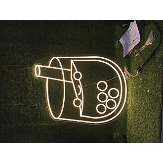 Brighten Up Your Cafe or Kitchen with the Cheerful Bubble Tea Yellow LED Neon Sign.
