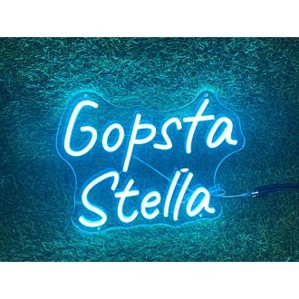 Brighten Up Your Space: Gopsta Stella Blue LED Neon Sign for Home, Office, and Vibrant Bar Ambiance.