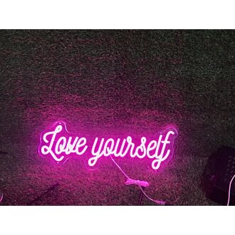 Elevate Weddings, Parties, and Bedroom Ambiance with Pink Love Yourself LED Neon Sign.