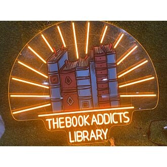 Brighten Your Reading Nook, Office, or Storefront with The Book Addicts Library UV Print LED Neon Sign.