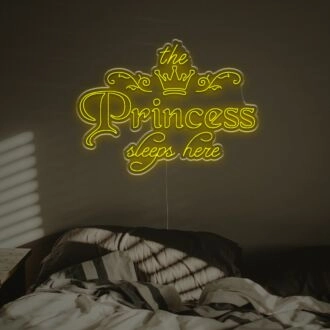 Brighten Your Little Princess's Bedroom or Celebration Space with The Princess Sleeps Here LED Neon Sign.