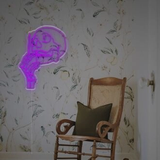 Elevate Your Bar or Man Cave Ambiance with the Smoking Skull Man LED Neon Sign