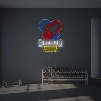 Enhance Your Bar, Gym or Man Cave Ambiance with the Boxing Club LED Neon Sign.