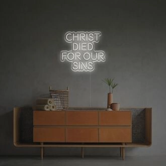 Elevate Your Spiritual Decor: Christ Died For Our Sins LED Neon Sign for Church, Home, and Religious Events