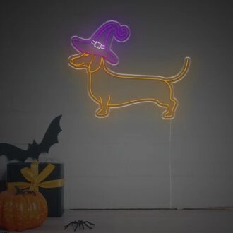 Brighten Your Home, Office, or Themed Party Ambiance with the Enchanting Dachshund With Wizard Hat LED Neon Sign