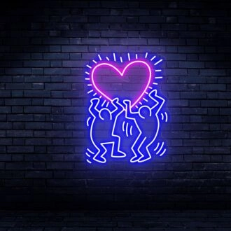 Beleuchten Sie Ihren Raum: Keith Haring Love Art Neonschild Handgefertigte Neonlichter, Perfekt für Wohndekoration, Büroaufwertungen und Bar-Ambiente.