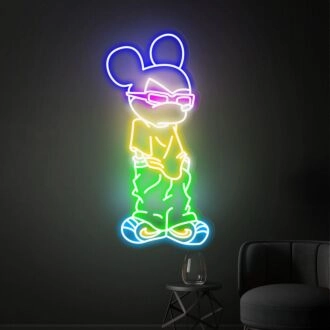 Brighten Up Any Space - Mickey Mouse Neon Sign for Vibrant Home Decor, Game Room Illumination, and Joyful Parties