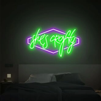 Brighten Up Your Space: She Is Crafty Neon Sign Light for Office, Living Room, Bars, and Weddings Wall Art Decor