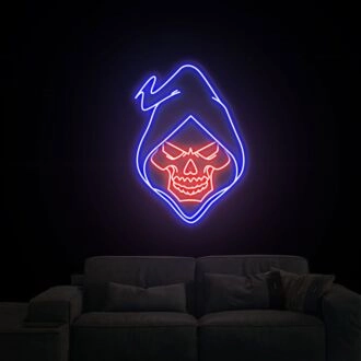 Skull Neon Sign: Elevate Your Game Room, Office, or Bar Atmosphere with Customizable Size and Color Neon Lights.