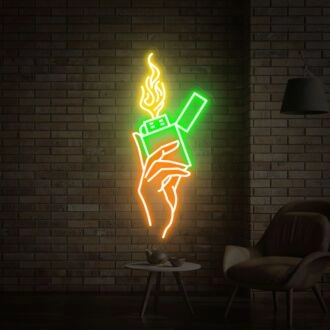 Erhellen Sie Ihre Bar, Ihr Büro oder Wohnzimmer mit dem Smoking Hand With Lighter Neon Sign Wanddekor Geschenke.