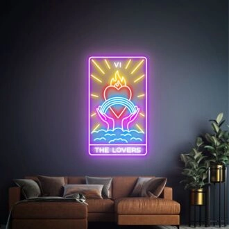 Add a mystical touch to your game room, office, or wedding with The Lovers Tarot Cards 6 Neon Sign.