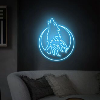 Elevate Your Space: Wolf Moon Light Sign Wall Decor Art Animal Neon Sign for Chic Home, Office Aesthetics or Vibrant Bar and Wedding Ambiance