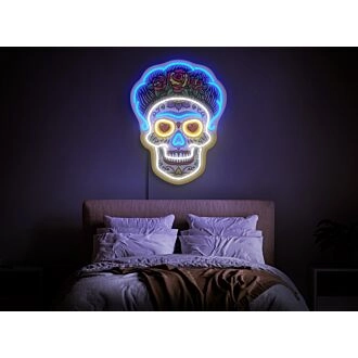Bringen Sie Ihr Zuhause, Büro und besondere Feiern mit der Sugar Skull Pop Art Artwork Decor LED UV Neon Sign zum Leuchten.