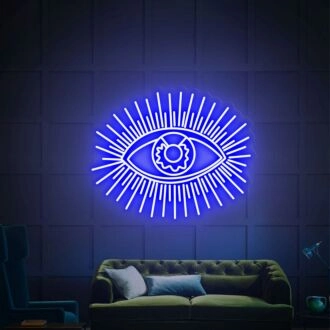 Add a Mysterious Glow to Your Halloween, Bar, and Party Ambiance with the Green Evil Eye LED Neon Sign Decor.