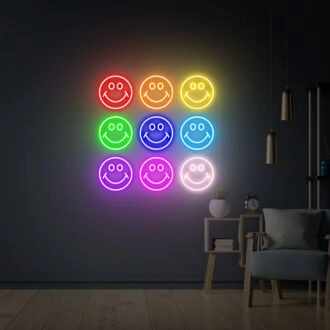 Erhellen Sie Ihren Raum: Happy Face LED-Neonschild für Wohn-, Büro-, Laden- oder Bar-Dekoration und unvergessliche Feiern.