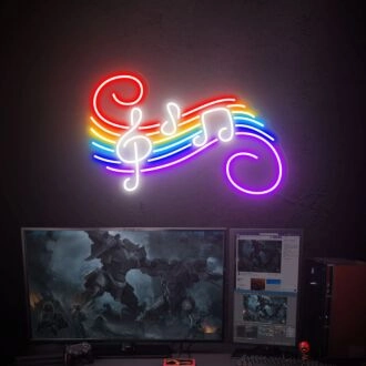 Elevate Your Entertainment Spaces: Music Flow Led Neon Sign Live Music Led Neon Sign Music Wall Art Musical Notes Sign perfect for bars, home theaters, and DJ booths.