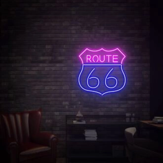 Enhance Your Home, Office, or Bar Ambiance with the Route 66 Led Neon Sign Wall Art - Perfect for Parties, Weddings, and Store Displays