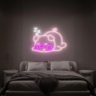 Brighten Your Child's Bedroom or Add a Playful Touch to Weddings and Parties with Our Sleeping Pig LED Neon Sign Indoor Wall Lights Party Decoration Kids Room Decor.