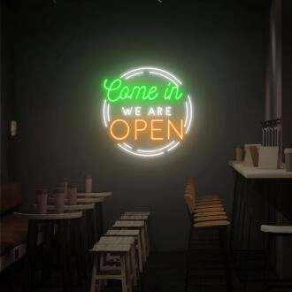 Brighten Your Storefront, Office, or Bar: We Re Open Business Logo Open Led Light - Ideal for Welcoming Customers with Style.