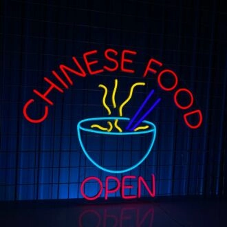 Brighten Your Eatery and Celebrate with Style: Chinese Food Open Led Neon Sign Noodle Food Store Wall Deco for Restaurants, Bars, and Festive Events.