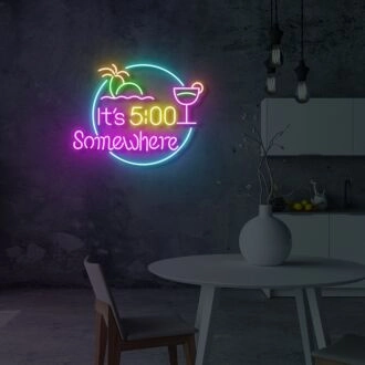 Customize It's 5 Somewhere Cocktails LED Neon Sign
