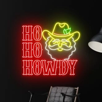 Brighten Your Holiday Season: Howdy Santa Claus Led Neon Sign for Festive Home Decor, Office Celebrations, and Christmas Party Ambiance.