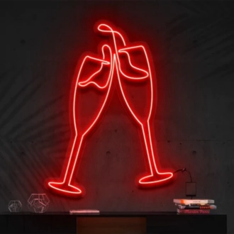 Champagne Glass Cheers LED Sign