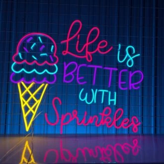 Life Is Better With Sprinkles Led Neon Sign Ice Cream Led Light Cream Coffee Deco