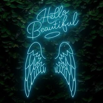 Hello Beautiful Angel Wings LED Sign