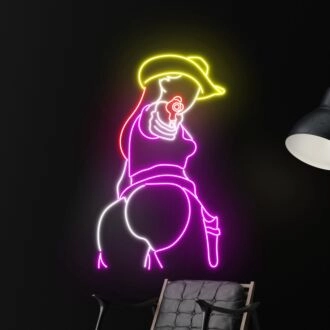 Naked Cowgirl With Gun Led Neon Sign Texas Cowgirl Neon Led Sign