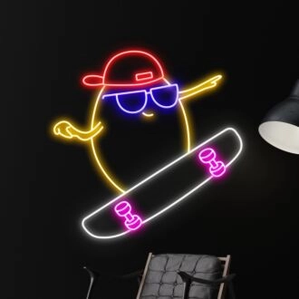 Kartoffel-Skateboarden LED-Neonschild Restaurantdekoration