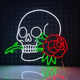 Rose Skull Head Led Neon Sign Christmas Deco