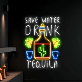 Save Water Drink Tequila Led Neon Sign