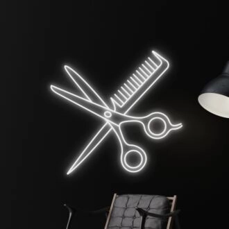 Scissors And Comb Neon Led Sign Welcome Spa Logo Deco Barber Led Neon Light