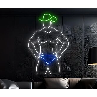 Sexy Bikini Cowboy Man Texas Led Neon Sign Howdy Gay Man Neon Light Christmas Decor