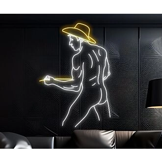 Sexy Bikini Cowboy Man Texas Led Neon Sign Sexy Body Gay Man Cowboy Hat Led Sign