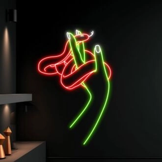 Snake Wrapping Around Hand Led Neon Sign