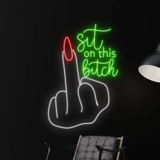 Woman Bar Hanging Led Neon Sign Light Bar Middle Finger