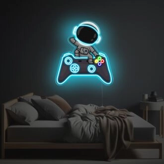 Astronaut With Gamepad LED Neon Acrylic Artwork