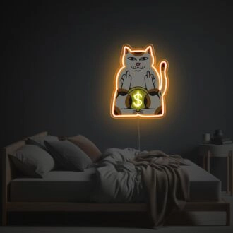 Zibetkatze mit Mittelfinger LED Neon Acrylkunstwerk
