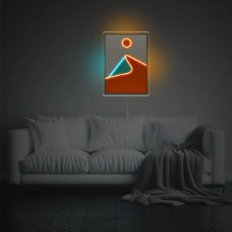 Wüstenlandschaft mit Sonne LED Neon Acrylkunstwerk