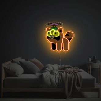 Fliegende Drei-Augen-Orange-Katze LED Neon Acrylkunstwerk